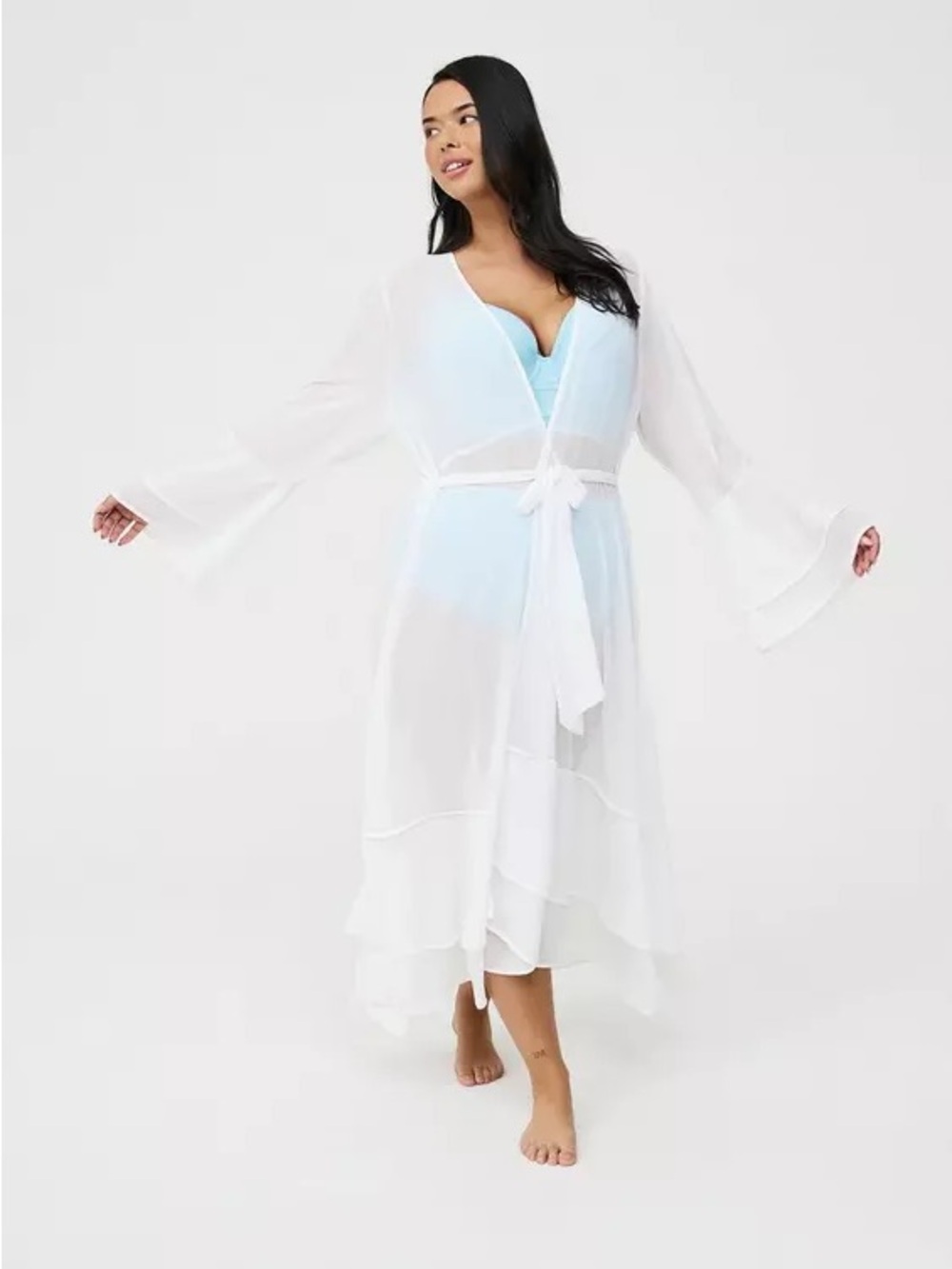 Torrid Chiffon Ruffle Kimono Swim Cover-Up size 5 BNWT
